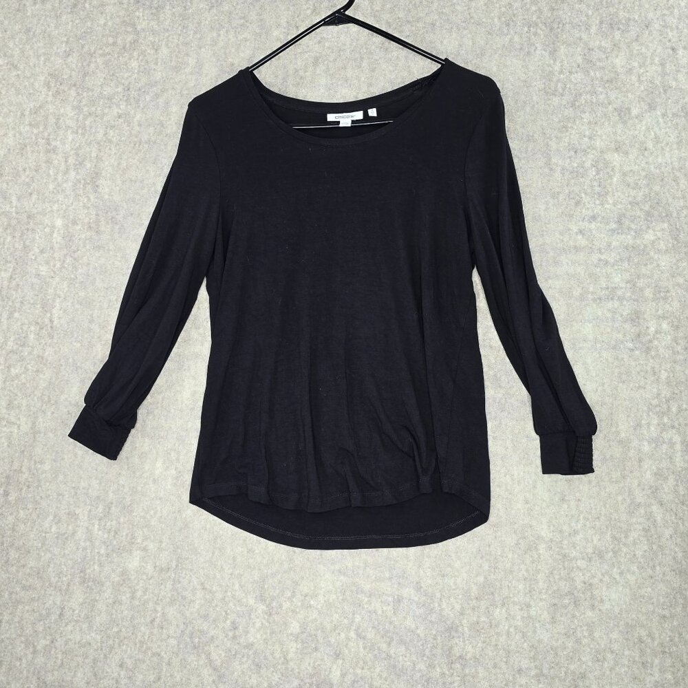 Chicos Black Long Sleeve Top With Ruched Cuffs